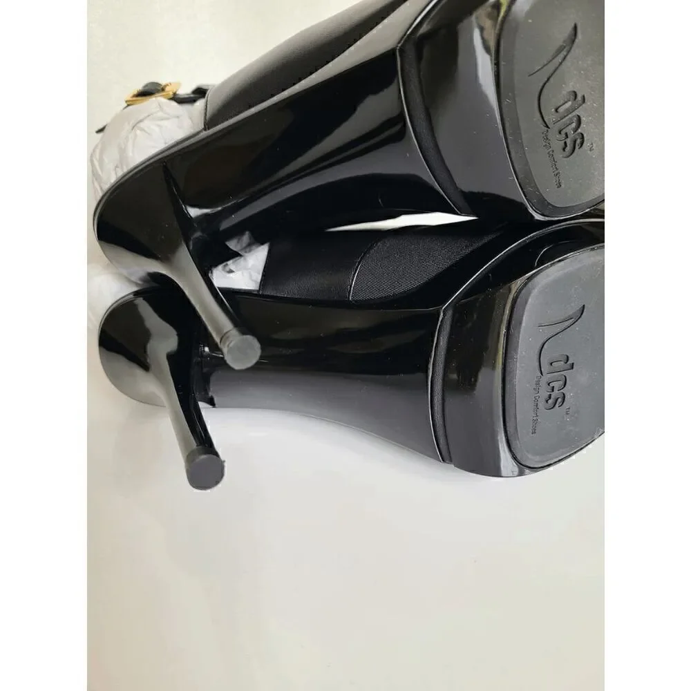 ILENE BERG Samara Black Leather Booties Comfortable High Heels SIZE 8 NEW IN BOX